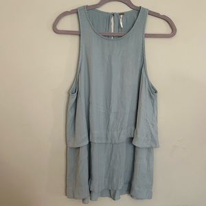 Free People Tunic Tank Top Size Small Blue Layers In Love Tiered Blouse Shirt